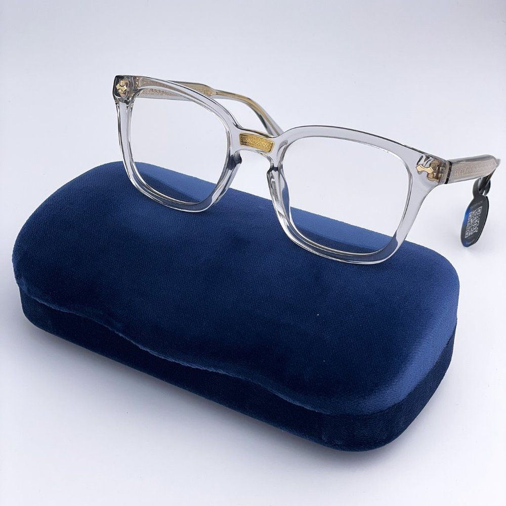 🫧NEW GUCCI LOGO GG0184S 001 Transparent Gray Photochromic Square Unisex Frame